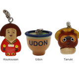 Handmade Wood Charm Kagawa (Houkousan, Udon, Tanuki)-01